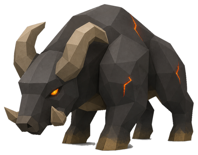 Ashhorn, a powerful dark stone Paquirri with glowing ember cracks.